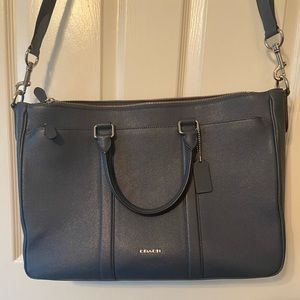 Coach Blue Pebble Leather Messenger/Laptop Bag